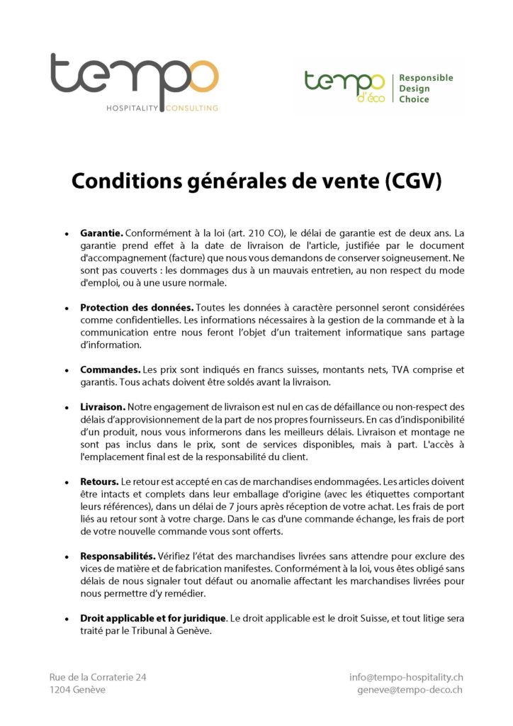 Condition générale de vente